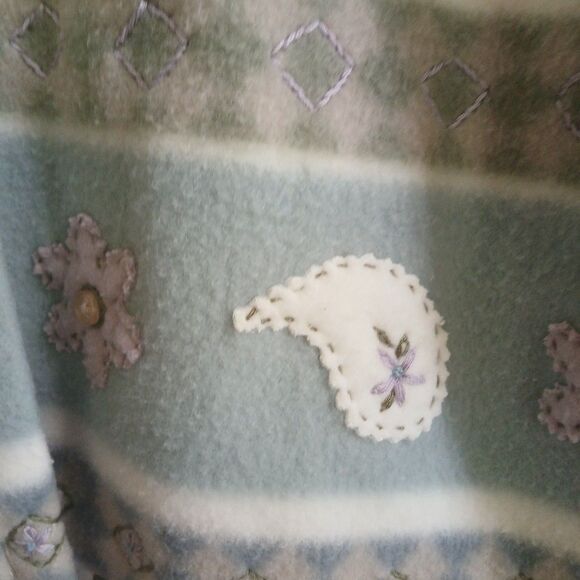 Alfred Dunner Longsleeve Button-Up Fleece Jacket Petite-PM Lavender-White Floral - Picture 4 of 16